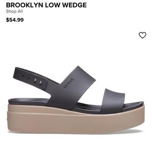 CROCS Brooklyn Low Wedge Sandals - Black and Tan